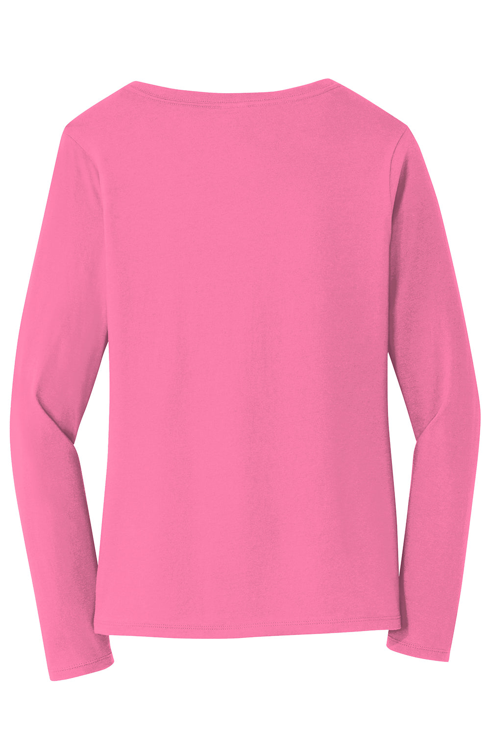 Port & Company LPC450VLS Womens Fan Favorite Long Sleeve V-Neck T-Shirt New Pink Flat Back