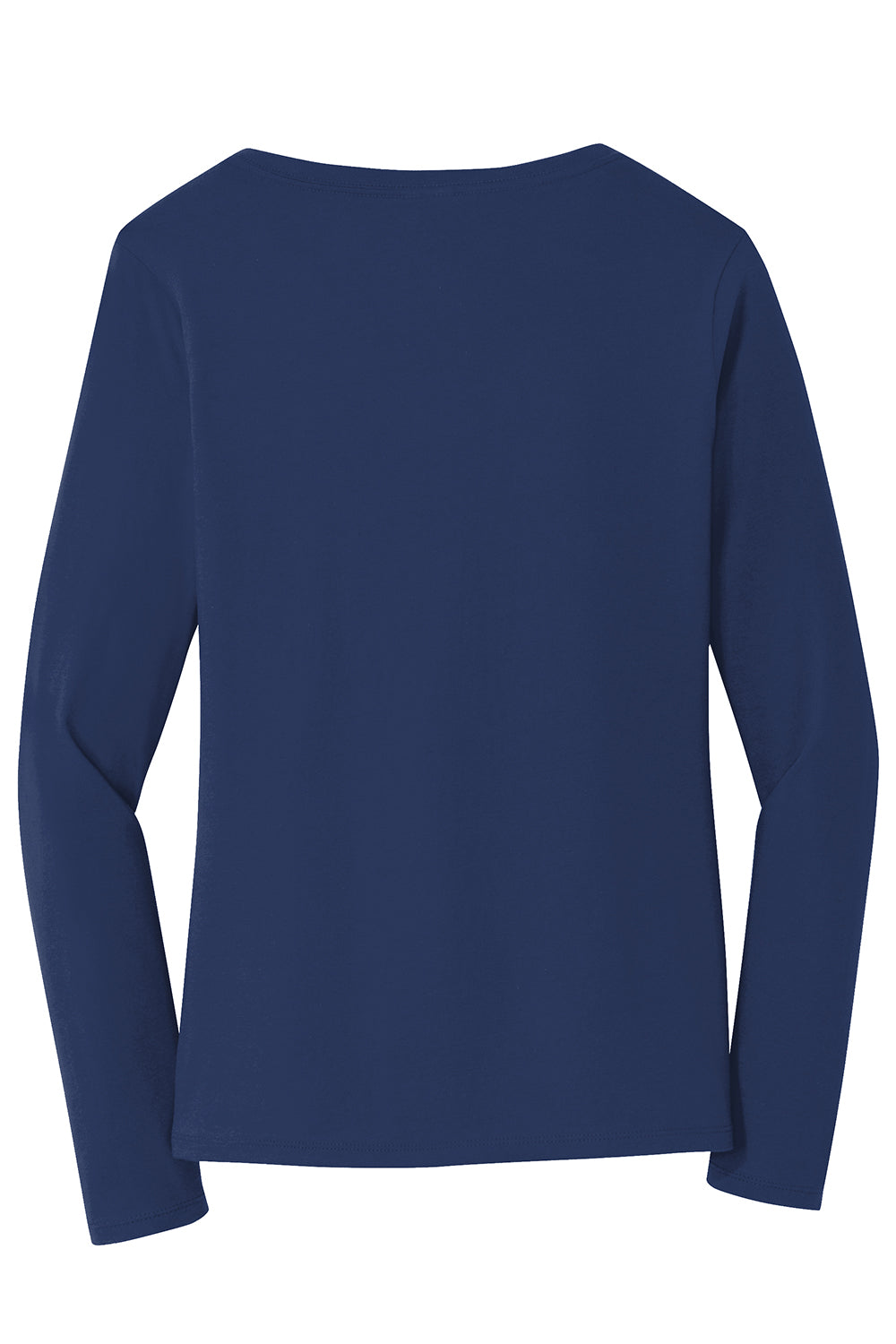 Port & Company LPC450VLS Womens Fan Favorite Long Sleeve V-Neck T-Shirt Team Navy Blue Flat Back