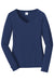 Port & Company LPC450VLS Womens Fan Favorite Long Sleeve V-Neck T-Shirt Team Navy Blue Flat Front