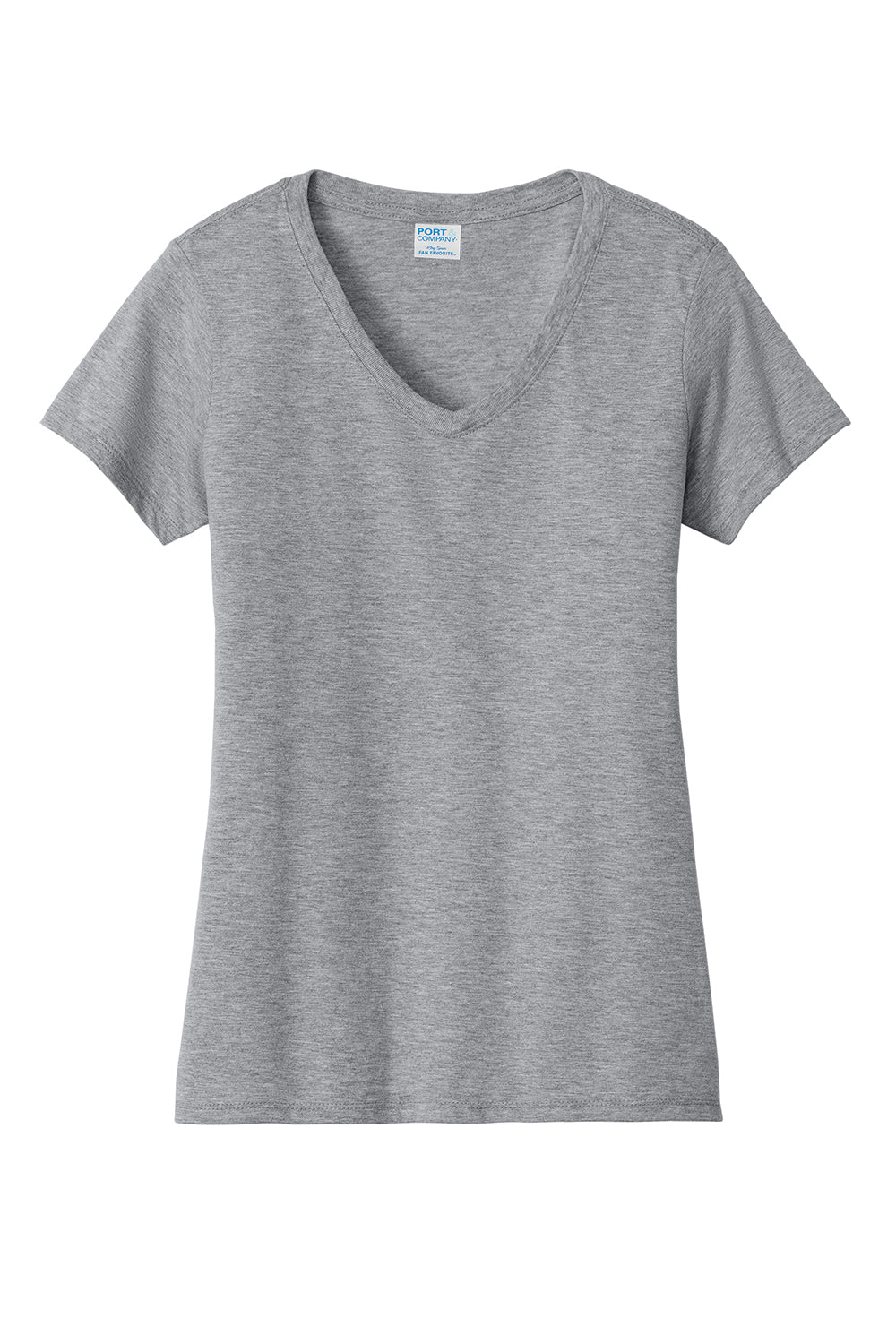 Port & Company LPC450V Womens Fan Favorite Short Sleeve V-Neck T-Shirt Heather Grey Flat Front