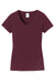 Port & Company LPC450V Womens Fan Favorite Short Sleeve V-Neck T-Shirt Athletic Maroon Flat Front