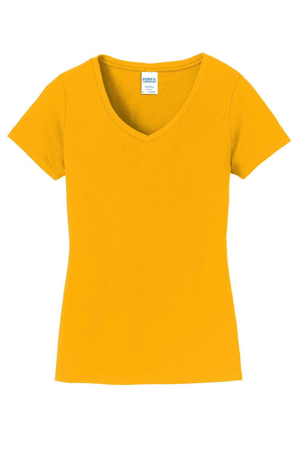 Port & Company LPC450V Womens Fan Favorite Short Sleeve V-Neck T-Shirt Bright Gold Flat Front