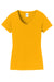 Port & Company LPC450V Womens Fan Favorite Short Sleeve V-Neck T-Shirt Bright Gold Flat Front