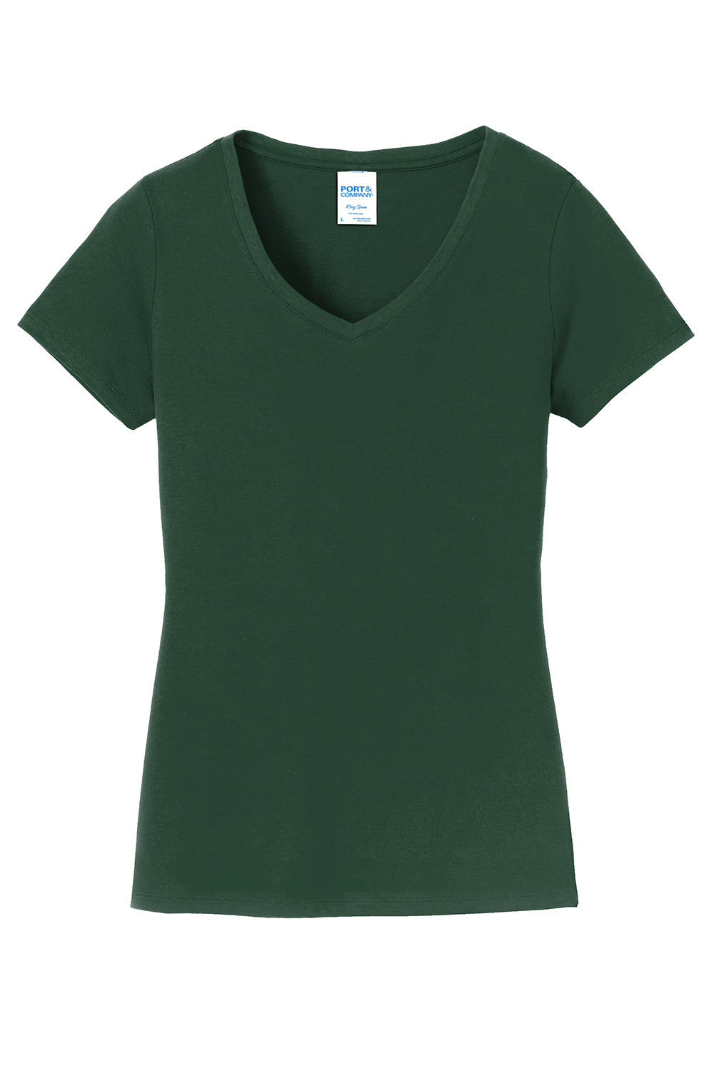 Port & Company LPC450V Womens Fan Favorite Short Sleeve V-Neck T-Shirt Forest Green Flat Front