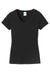 Port & Company LPC450V Womens Fan Favorite Short Sleeve V-Neck T-Shirt Jet Black Flat Front