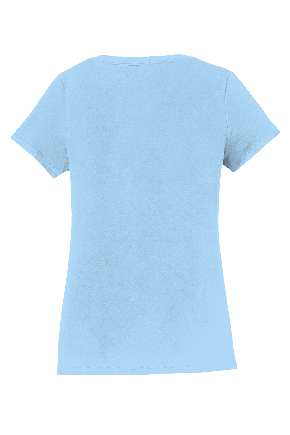 Port & Company LPC450V Womens Fan Favorite Short Sleeve V-Neck T-Shirt Light Blue Flat Back