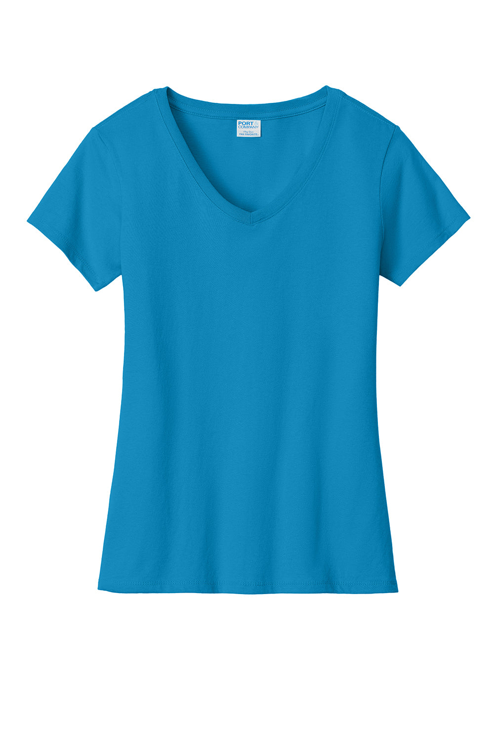 Port & Company LPC450V Womens Fan Favorite Short Sleeve V-Neck T-Shirt Sapphire Blue Flat Front