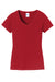 Port & Company LPC450V Womens Fan Favorite Short Sleeve V-Neck T-Shirt Team Cardinal Red Flat Front