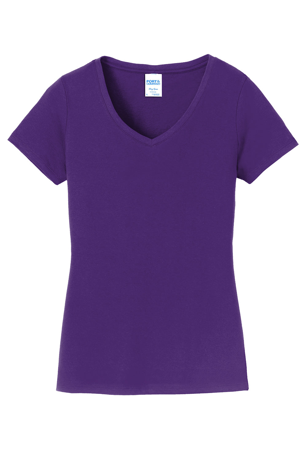 Port & Company LPC450V Womens Fan Favorite Short Sleeve V-Neck T-Shirt Team Purple Flat Front