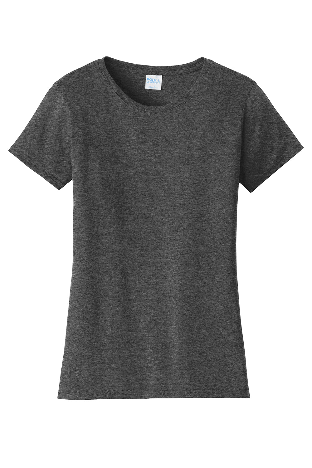 Port & Company LPC450 Womens Fan Favorite Short Sleeve Crewneck T-Shirt Heather Dark Grey Flat Front