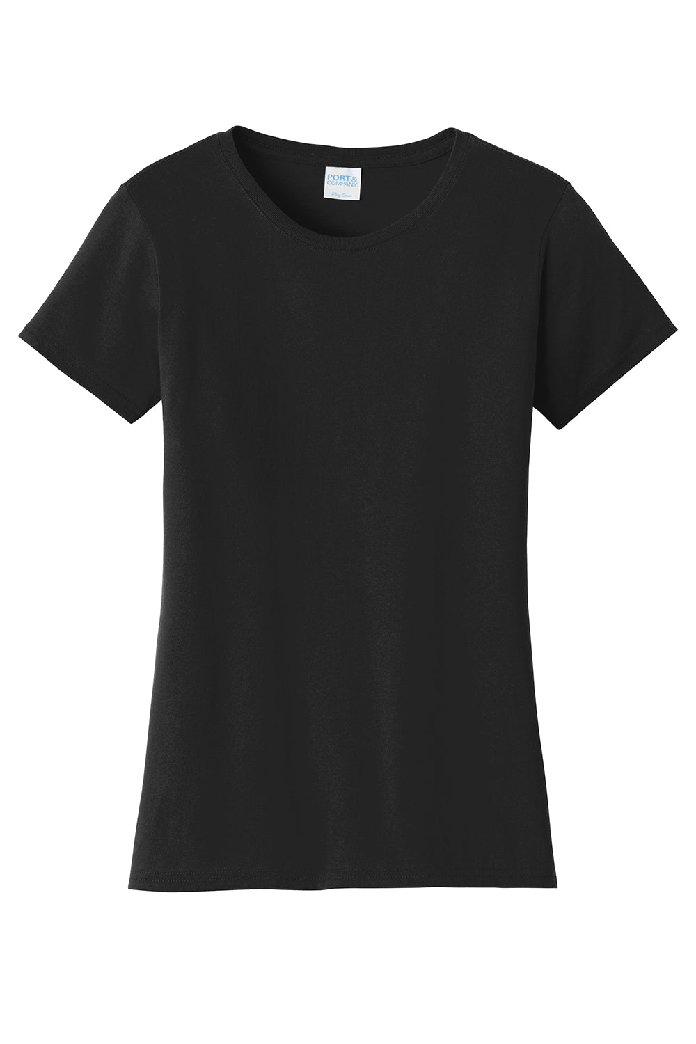 Port & Company LPC450 Womens Fan Favorite Short Sleeve Crewneck T-Shirt Jet Black Flat Front