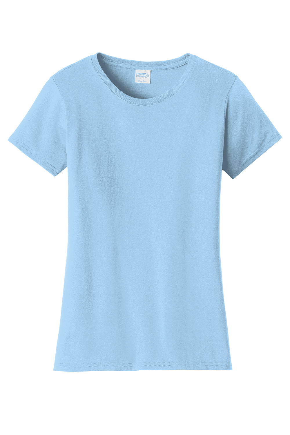 Port & Company LPC450 Womens Fan Favorite Short Sleeve Crewneck T-Shirt Light Blue Flat Front