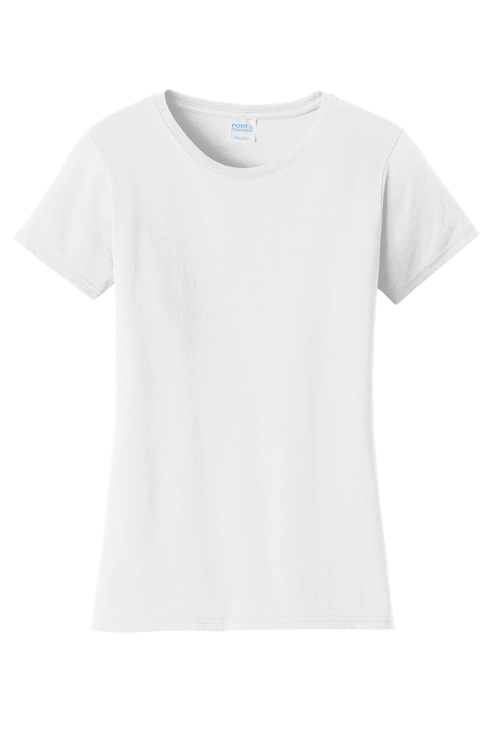 Port & Company LPC450 Womens Fan Favorite Short Sleeve Crewneck T-Shirt White Flat Front