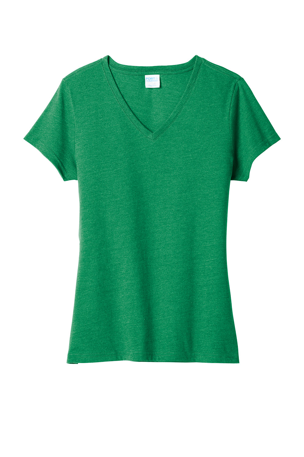 Port & Company LPC455V Womens Fan Favorite Short Sleeve V-Neck T-Shirt Heather Athletic Kelly Green Flat Front