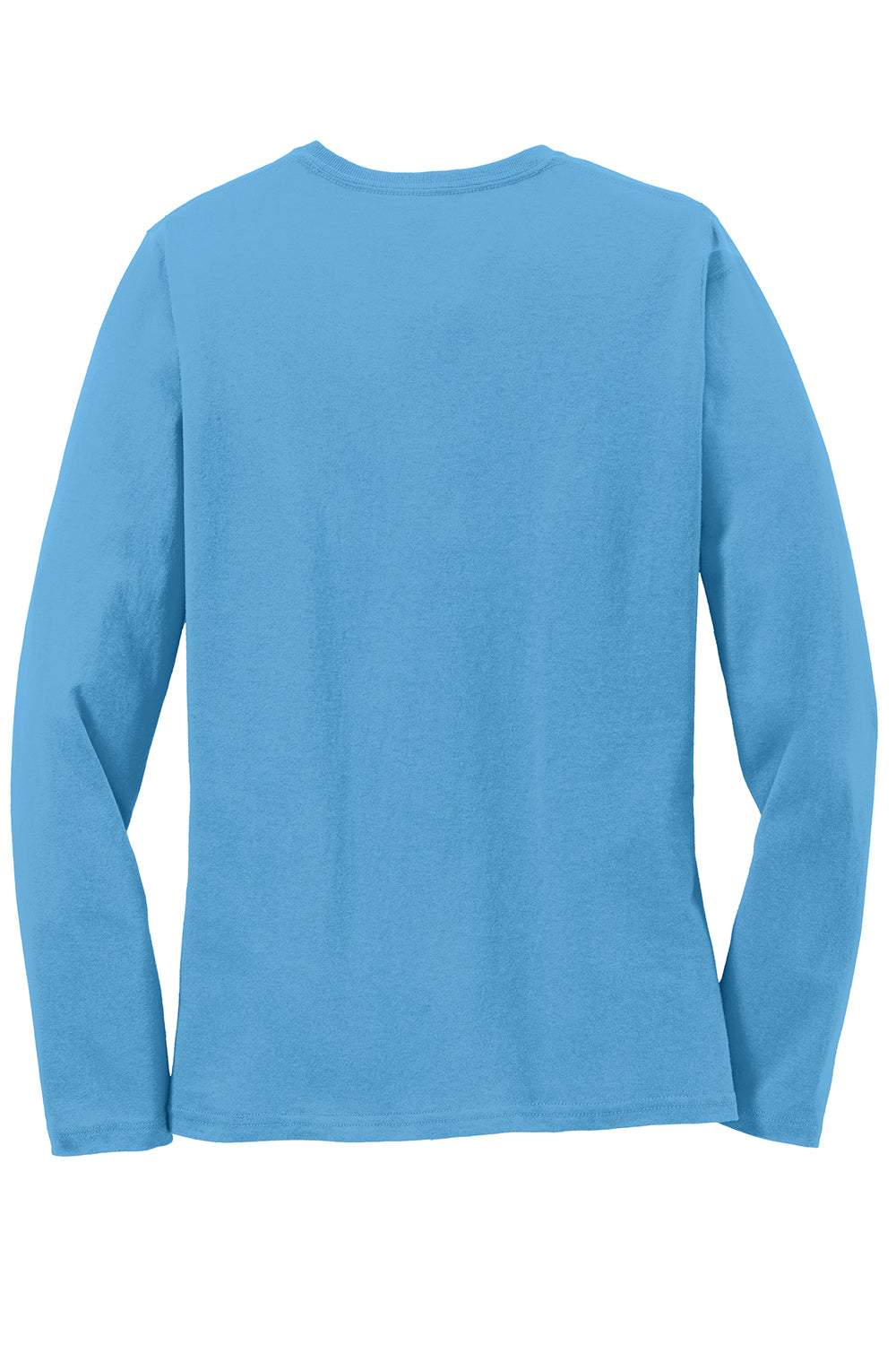 Port & Company LPC54LS Womens Core Long Sleeve Crewneck T-Shirt Aquatic Blue Flat Back