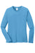 Port & Company LPC54LS Womens Core Long Sleeve Crewneck T-Shirt Aquatic Blue Flat Front