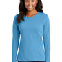 Port & Company Womens Core Long Sleeve Crewneck T-Shirt - Aquatic Blue