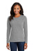 Port & Company LPC54LS Womens Core Long Sleeve Crewneck T-Shirt Heather Grey Model Front