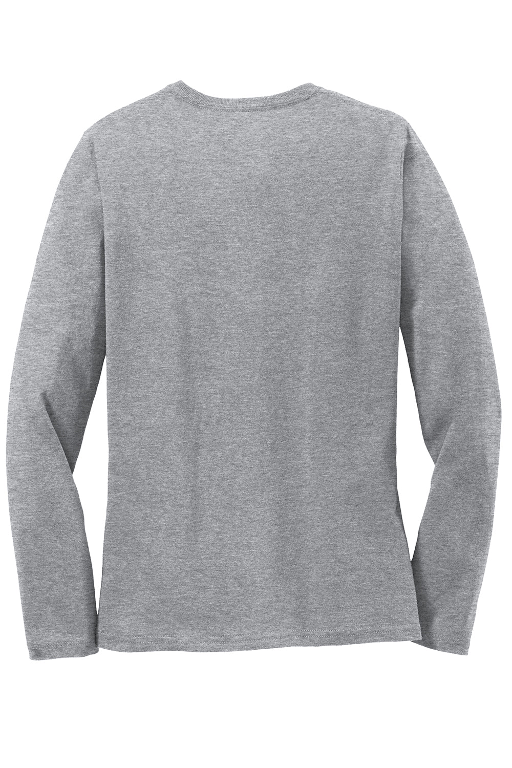 Port & Company LPC54LS Womens Core Long Sleeve Crewneck T-Shirt Heather Grey Flat Back