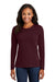 Port & Company LPC54LS Womens Core Long Sleeve Crewneck T-Shirt Athletic Maroon Model Front