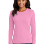 Port & Company Womens Core Long Sleeve Crewneck T-Shirt - Candy Pink