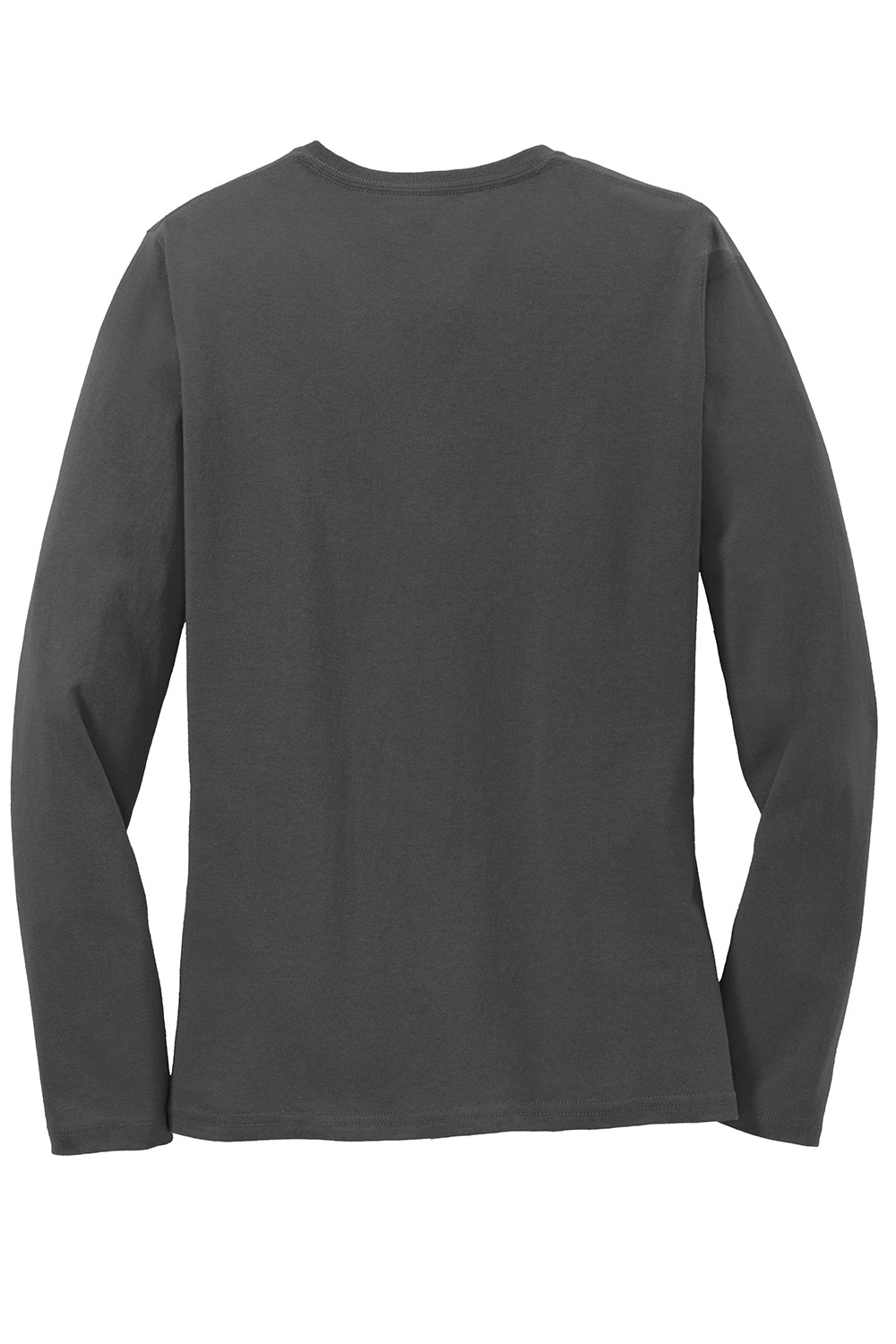 Port & Company LPC54LS Womens Core Long Sleeve Crewneck T-Shirt Charcoal Grey Flat Back