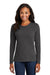 Port & Company LPC54LS Womens Core Long Sleeve Crewneck T-Shirt Charcoal Grey Model Front