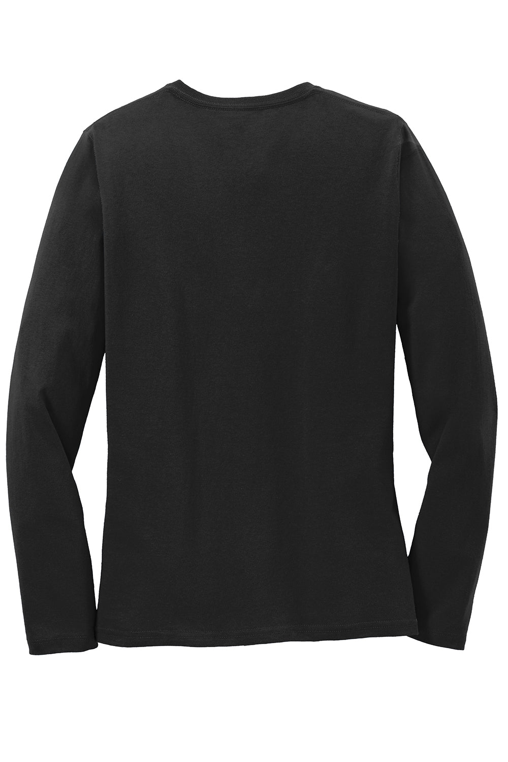 Port & Company LPC54LS Womens Core Long Sleeve Crewneck T-Shirt Jet Black Flat Back