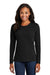 Port & Company LPC54LS Womens Core Long Sleeve Crewneck T-Shirt Jet Black Model Front