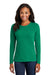 Port & Company LPC54LS Womens Core Long Sleeve Crewneck T-Shirt Kelly Green Model Front