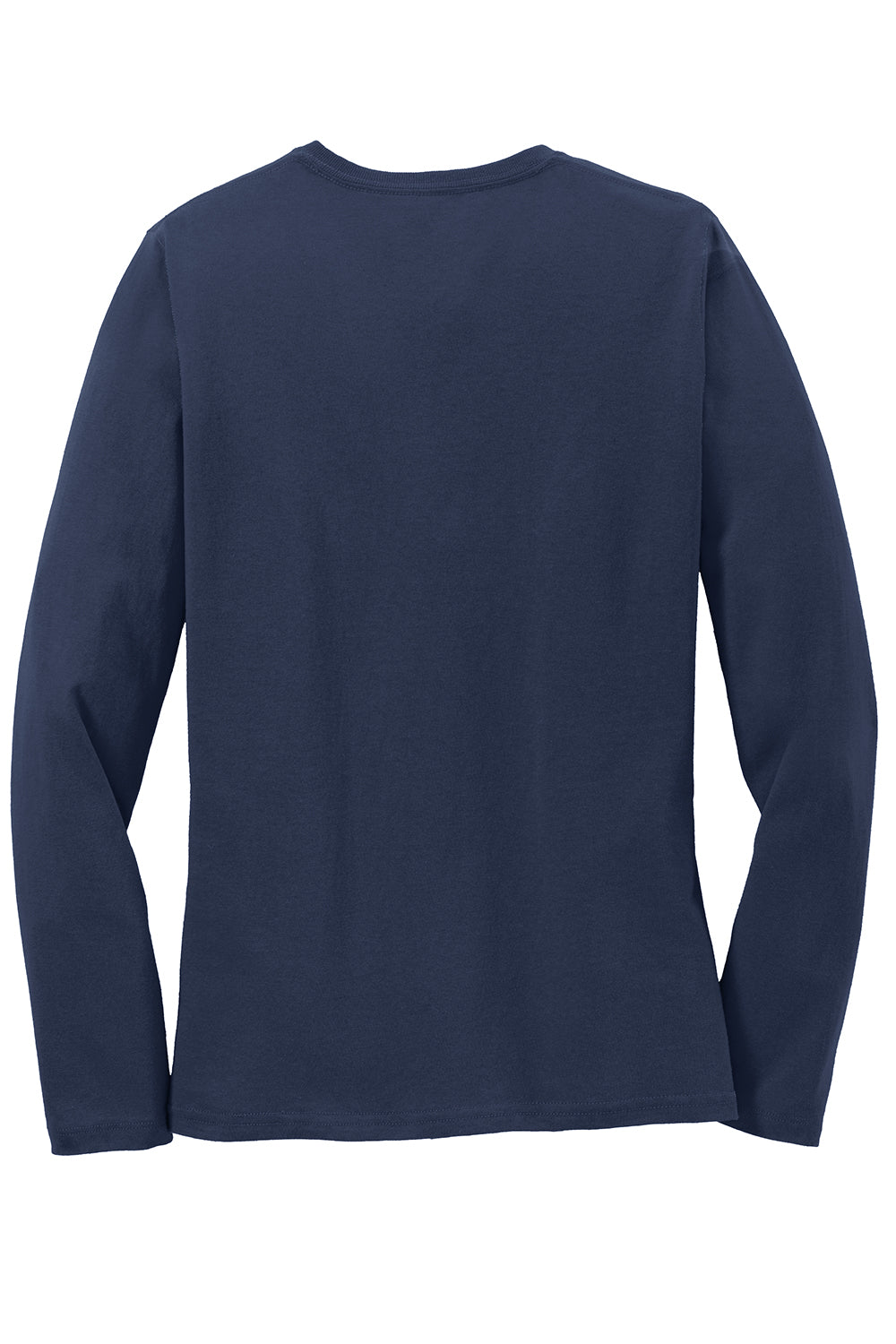 Port & Company LPC54LS Womens Core Long Sleeve Crewneck T-Shirt Navy Blue Flat Back