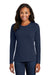 Port & Company LPC54LS Womens Core Long Sleeve Crewneck T-Shirt Navy Blue Model Front