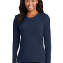 Port & Company Womens Core Long Sleeve Crewneck T-Shirt - Navy Blue