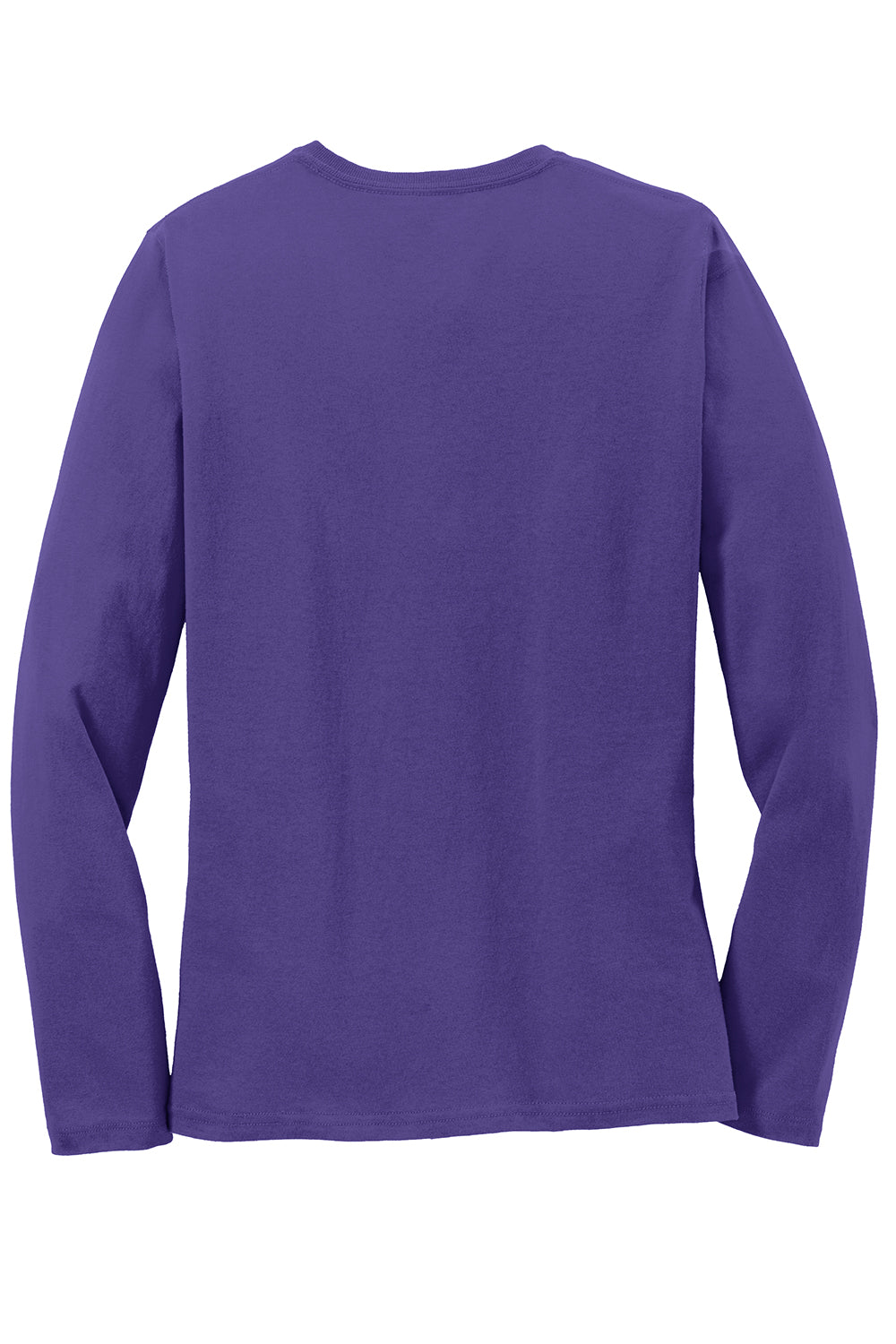 Port & Company LPC54LS Womens Core Long Sleeve Crewneck T-Shirt Purple Flat Back