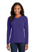 Port & Company LPC54LS Womens Core Long Sleeve Crewneck T-Shirt Purple Model Front