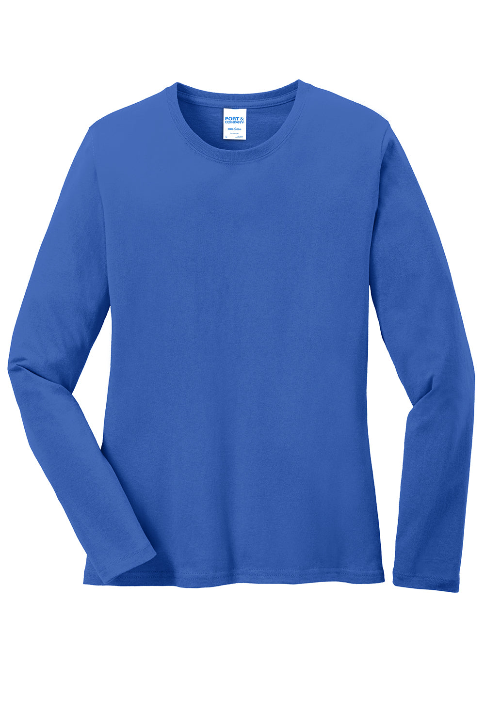 Port & Company LPC54LS Womens Core Long Sleeve Crewneck T-Shirt Royal Blue Flat Front