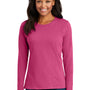 Port & Company Womens Core Long Sleeve Crewneck T-Shirt - Sangria Pink