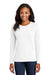 Port & Company LPC54LS Womens Core Long Sleeve Crewneck T-Shirt White Model Front