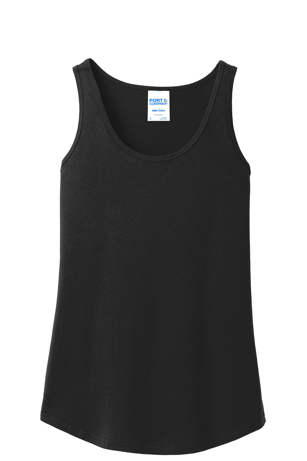 Port & Company LPC54TT Womens Core Tank Top Jet Black Flat Front