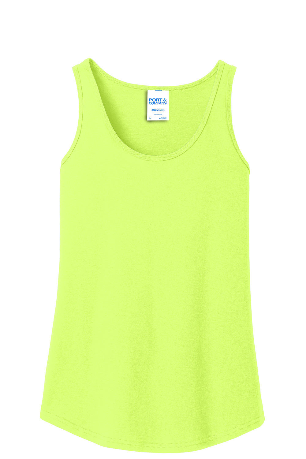 Port & Company LPC54TT Womens Core Tank Top Neon Yellow Flat Front