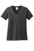 Port & Company LPC54V Womens Core Short Sleeve V-Neck T-Shirt Heather Dark Grey Flat Front