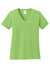 Port & Company LPC54V Womens Core Short Sleeve V-Neck T-Shirt Lime Green Flat Front