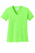 Port & Company LPC54V Womens Core Short Sleeve V-Neck T-Shirt Neon Green Flat Front