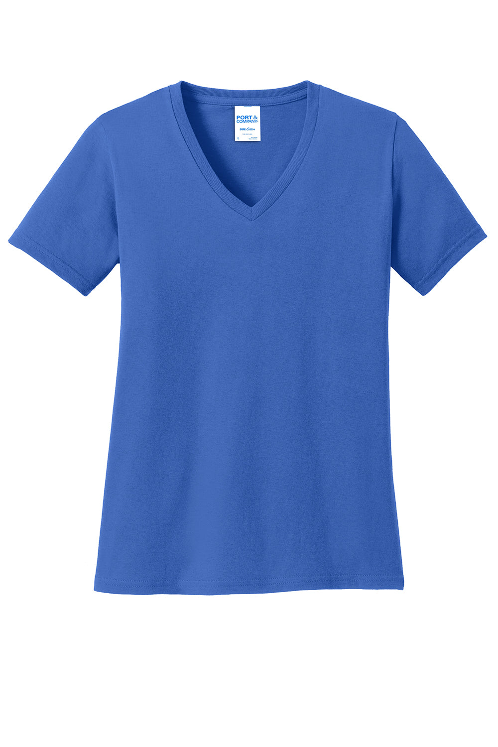 Port & Company LPC54V Womens Core Short Sleeve V-Neck T-Shirt Royal Blue Flat Front