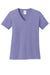 Port & Company LPC54V Womens Core Short Sleeve V-Neck T-Shirt Violet Purple Flat Front