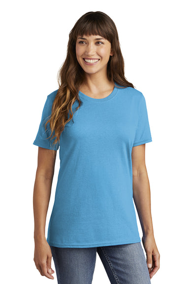 Port & Company LPC54 Womens Core Short Sleeve Crewneck T-Shirt Aquatic Blue Model Front