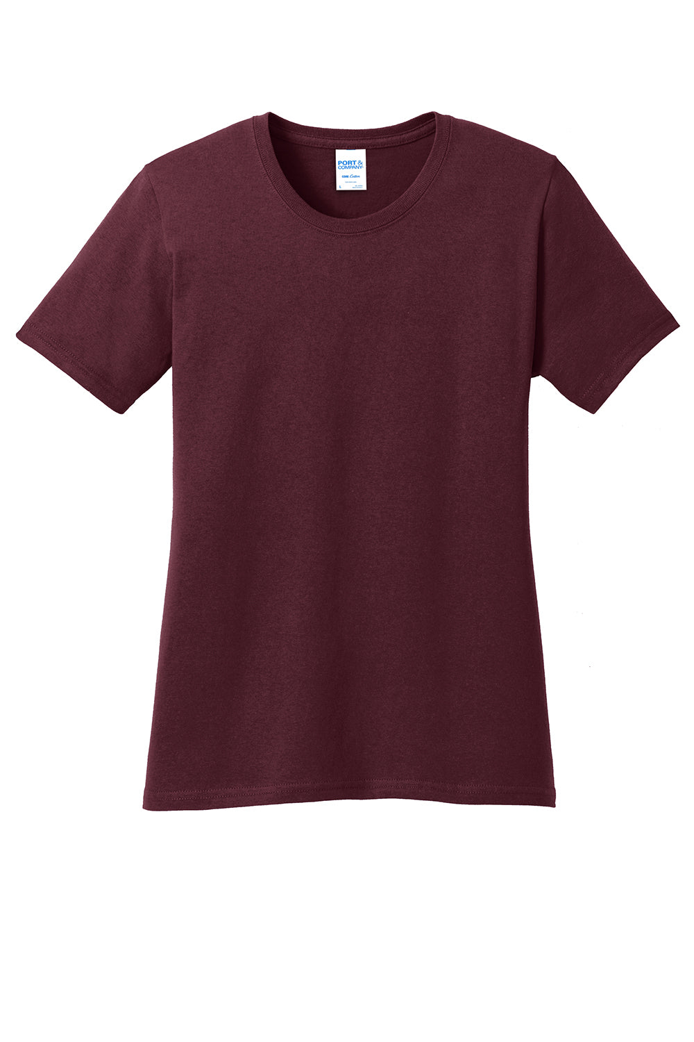 Port & Company LPC54 Womens Core Short Sleeve Crewneck T-Shirt Athletic Maroon Flat Front