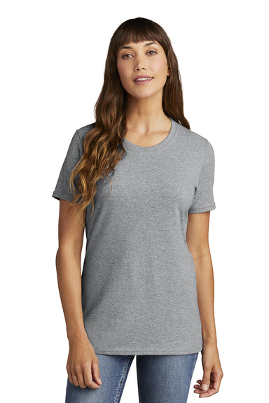 Port & Company LPC54 Womens Core Short Sleeve Crewneck T-Shirt Heather Grey Model Front