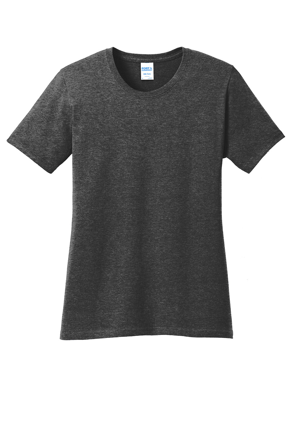 Port & Company LPC54 Womens Core Short Sleeve Crewneck T-Shirt Heather Dark Grey Flat Front