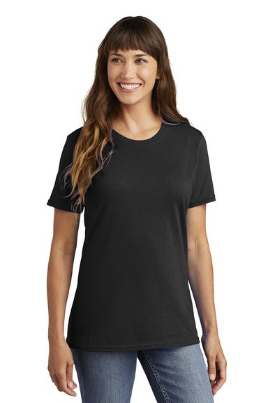 Port & Company LPC54 Womens Core Short Sleeve Crewneck T-Shirt Jet Black Model Front